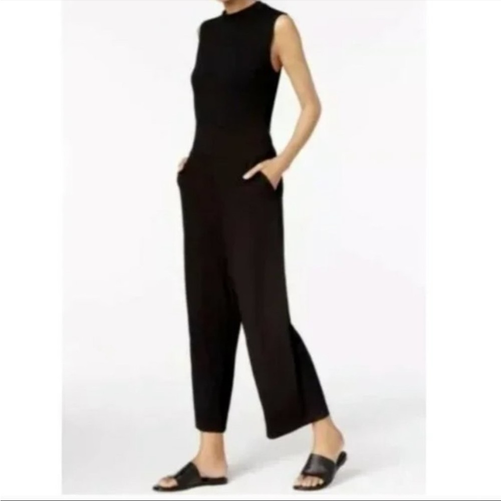 Eileen Fisher Black Mock Neck Sleeveless Jumpsuit Size M/L